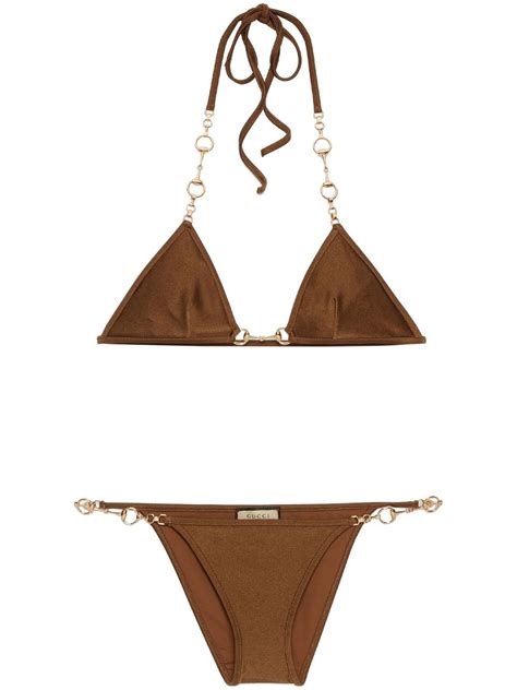 brown gucci bikini gold chain|farfetch gucci swimwear.